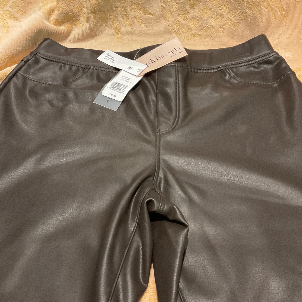 New! philosophy Java bean faux leather pants